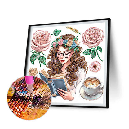 Reading Girl - Special Shaped Drill Diamond Painting 30*30CM