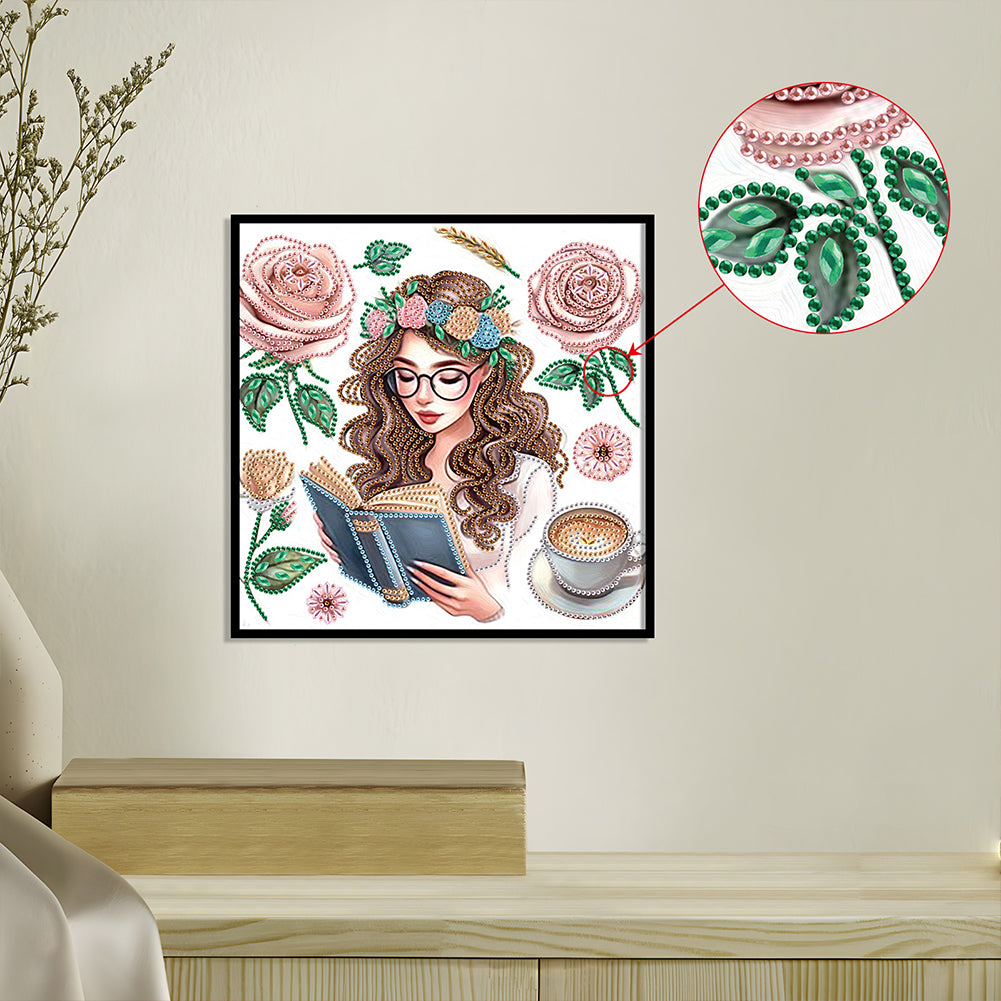 Reading Girl - Special Shaped Drill Diamond Painting 30*30CM