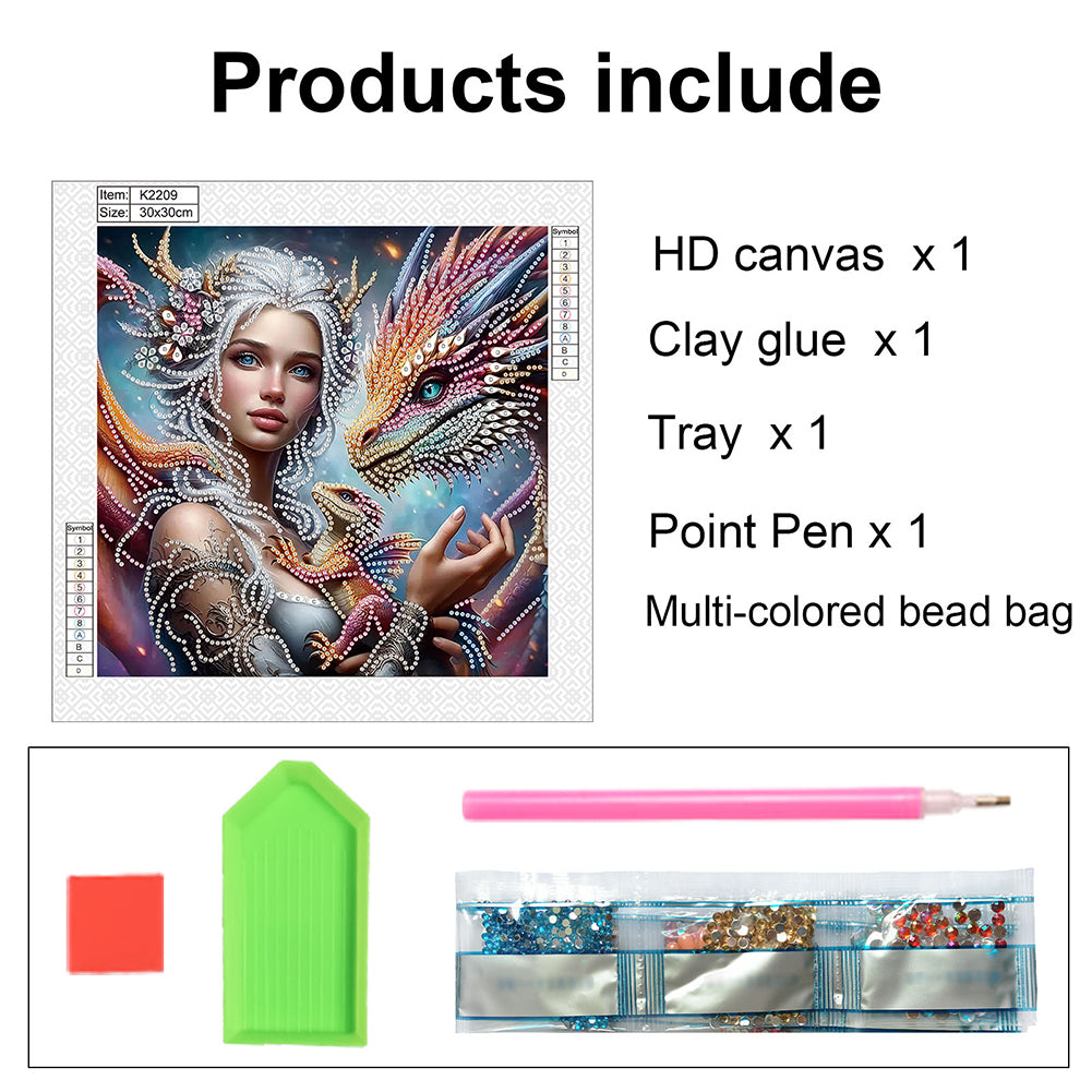 Pterosaur Girl - Special Shaped Drill Diamond Painting 30*30CM