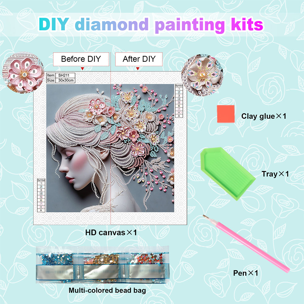 Art Girl - Special Shaped Drill Diamond Painting 30*30CM