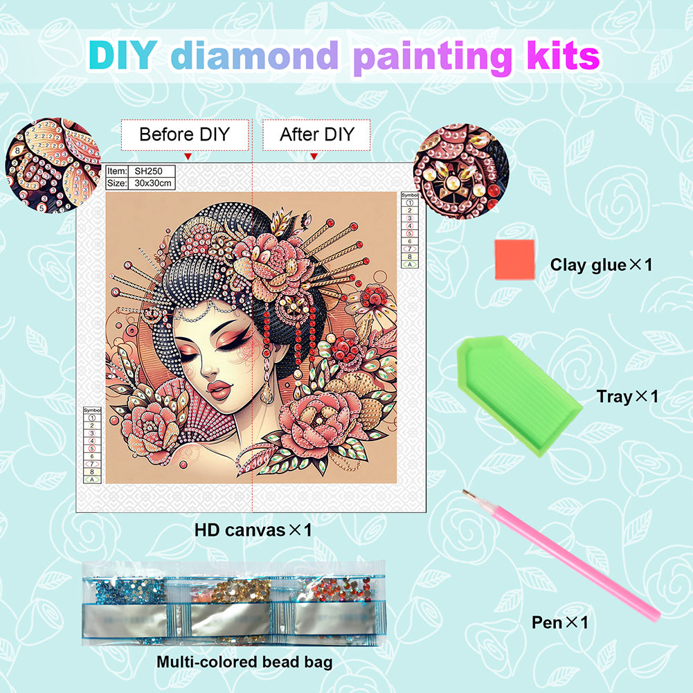 Japanese Girl - Special Shaped Drill Diamond Painting 30*30CM