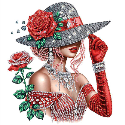 Girl With Top Hat - Special Shaped Drill Diamond Painting 30*30CM