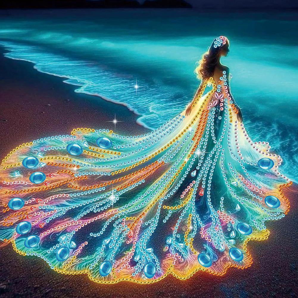 Girl With Beautiful Skirt - Special Shaped Drill Diamond Painting 30*30CM