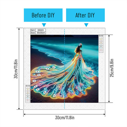 Girl With A Beautiful Skirt - Special Shaped Drill Diamond Painting 30*30CM