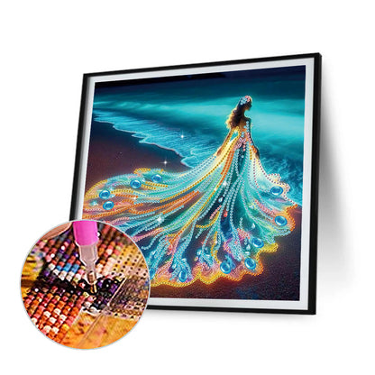 Girl With A Beautiful Skirt - Special Shaped Drill Diamond Painting 30*30CM