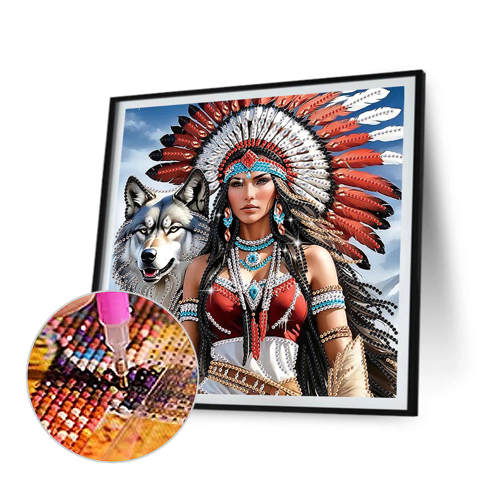 Indian Girl - Special Shaped Drill Diamond Painting 30*30CM