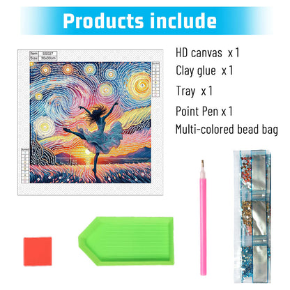 Dancing Girl On Starry Night - Special Shaped Drill Diamond Painting 30*30CM