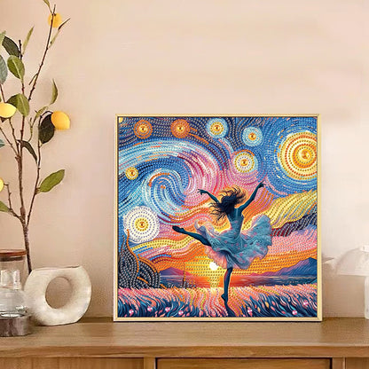 Dancing Girl On Starry Night - Special Shaped Drill Diamond Painting 30*30CM