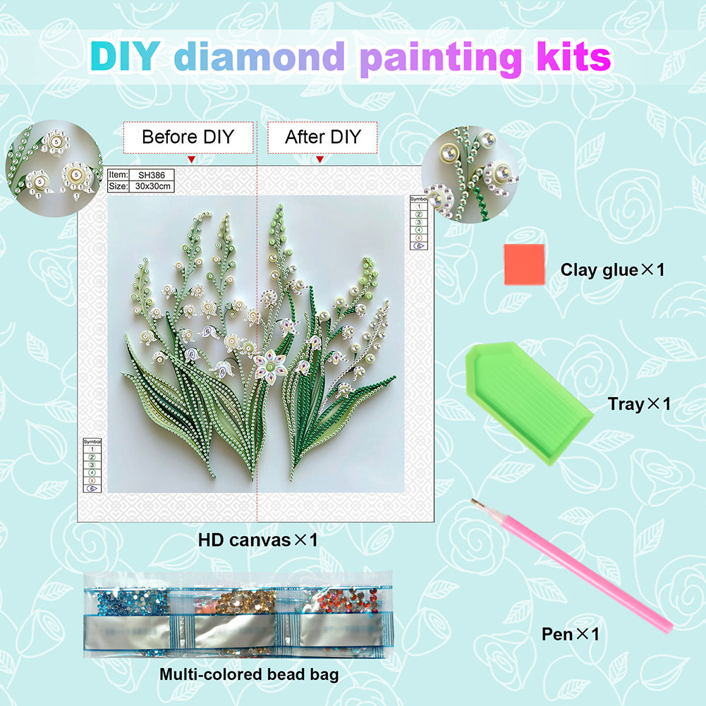 Quilling Lily Of The Valley - Special Shaped Drill Diamond Painting 30*30CM