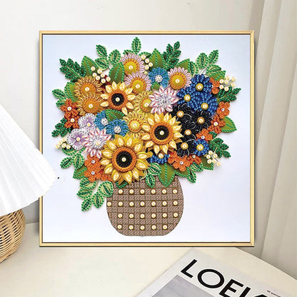 Quilling Sunflower Bouquet - Special Shaped Drill Diamond Painting 30*30CM