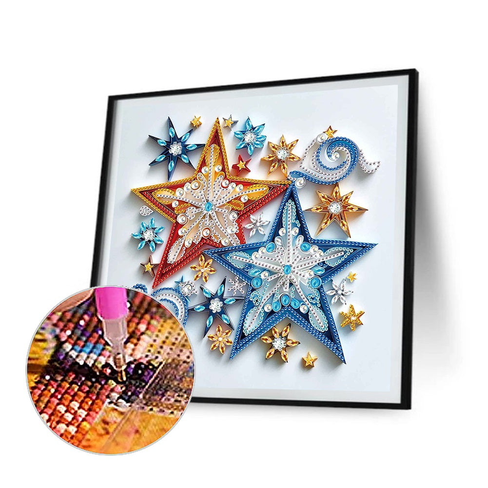 Quilling Five-Pointed Star - Special Shaped Drill Diamond Painting 30*30CM