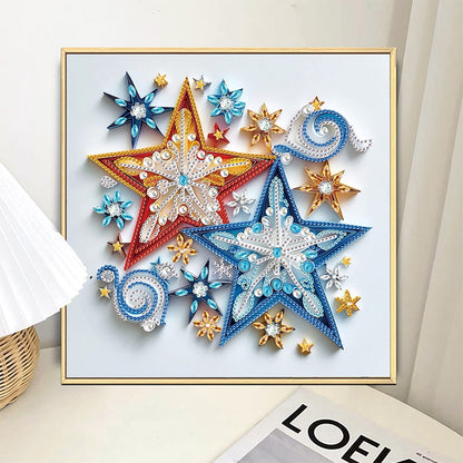 Quilling Five-Pointed Star - Special Shaped Drill Diamond Painting 30*30CM