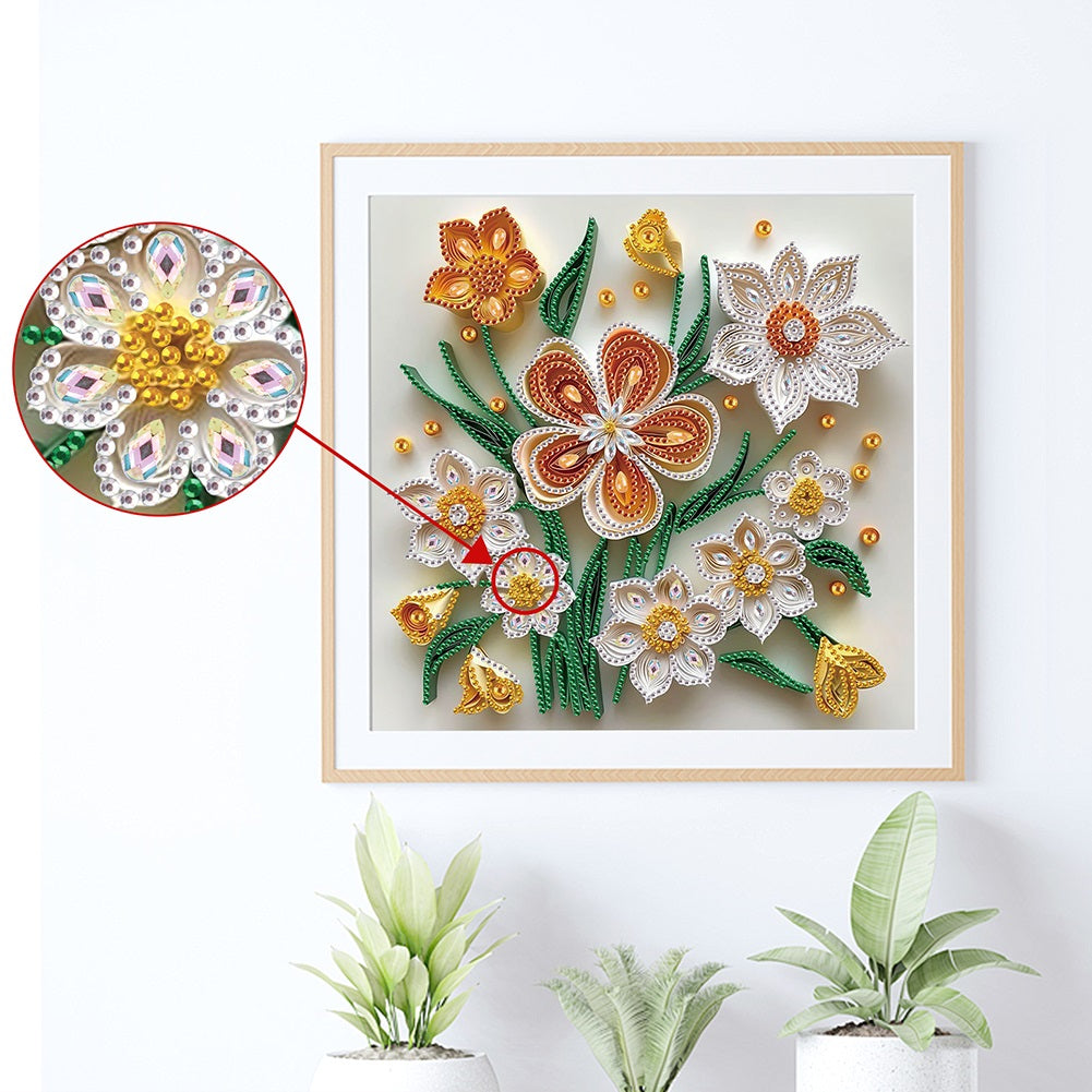 Quilling Flowers And Plants - Special Shaped Drill Diamond Painting 30*30CM