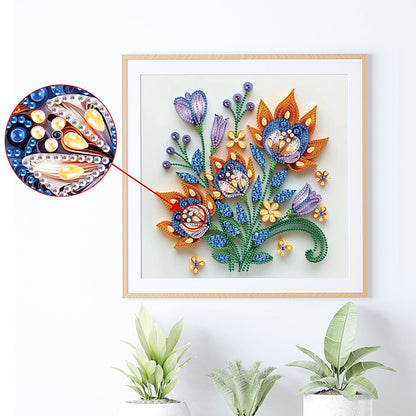 Quilling Flowers And Plants - Special Shaped Drill Diamond Painting 30*30CM