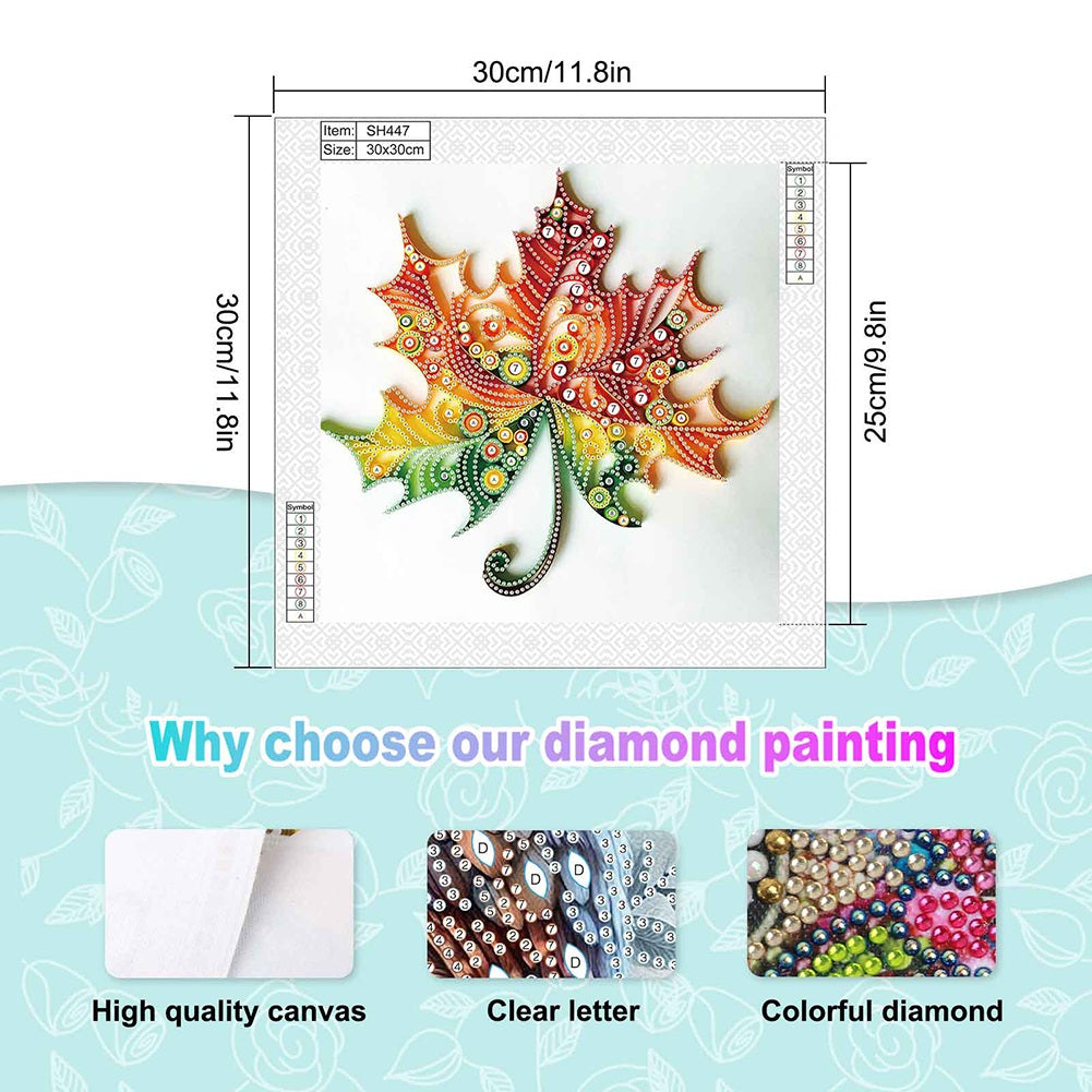 Quilling Maple Leaf - Special Shaped Drill Diamond Painting 30*30CM