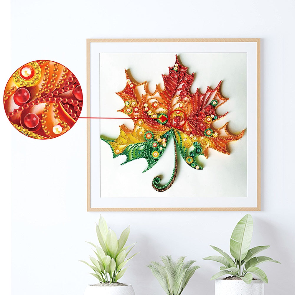 Quilling Maple Leaf - Special Shaped Drill Diamond Painting 30*30CM