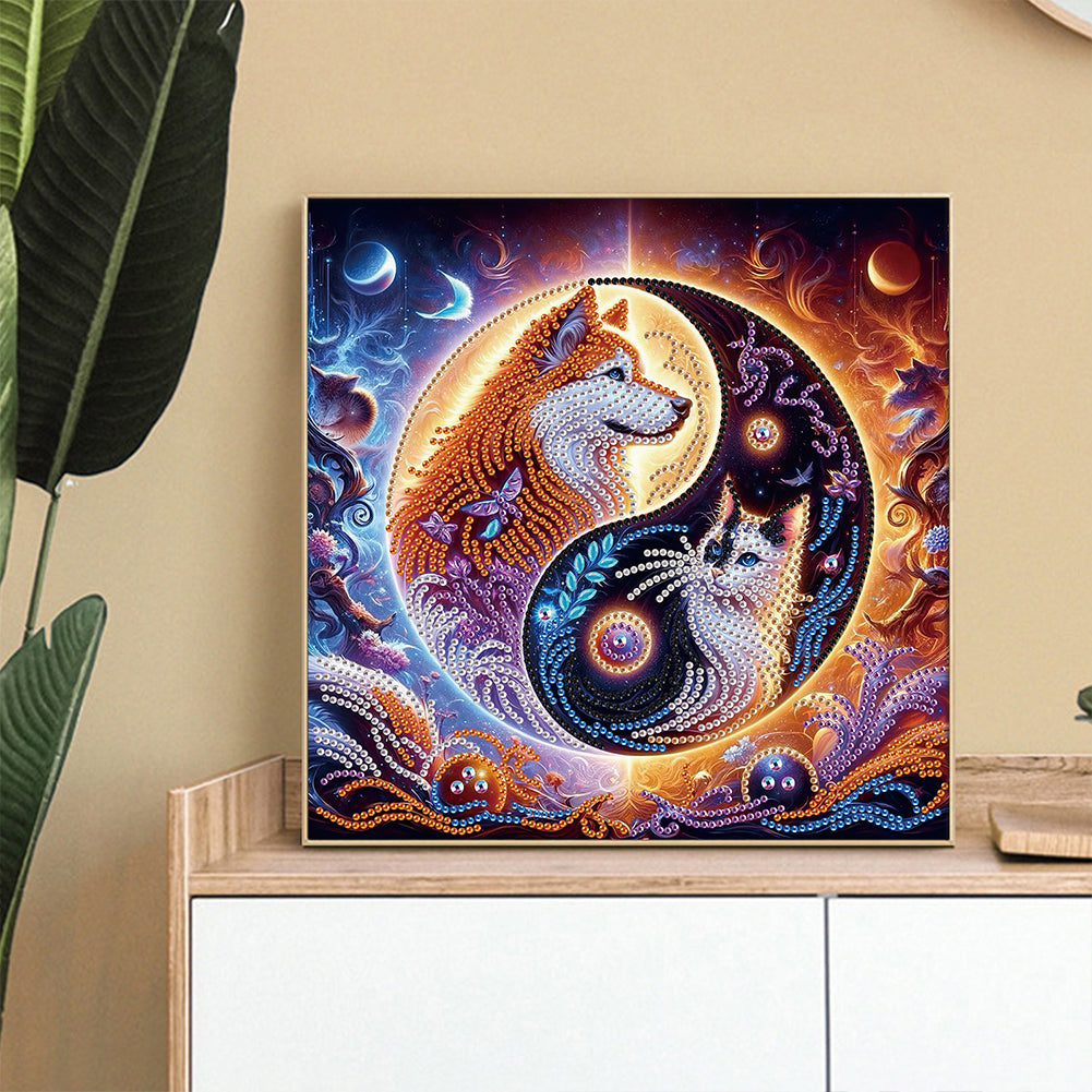 Tai Chi Bagua Cat And Dog - Special Shaped Drill Diamond Painting 30*30CM