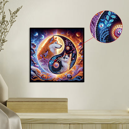 Tai Chi Bagua Cat And Dog - Special Shaped Drill Diamond Painting 30*30CM