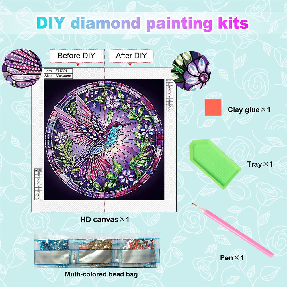 Purple Hummingbird - Special Shaped Drill Diamond Painting 30*30CM