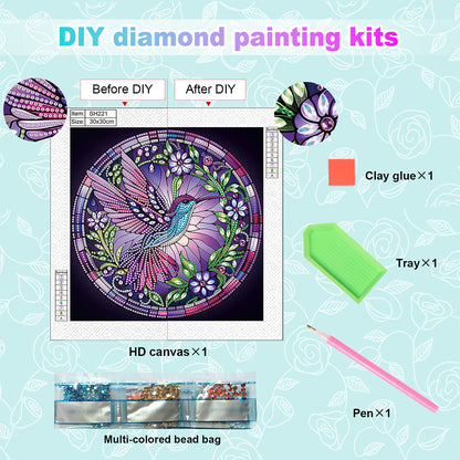 Purple Hummingbird - Special Shaped Drill Diamond Painting 30*30CM