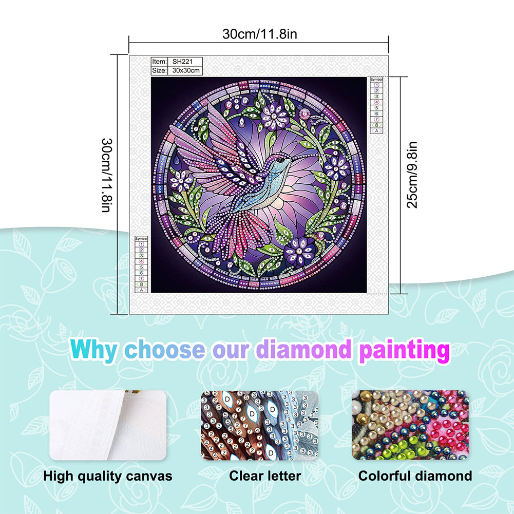 Purple Hummingbird - Special Shaped Drill Diamond Painting 30*30CM
