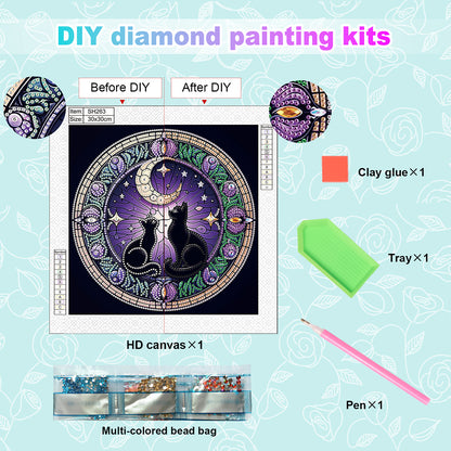 Black Cat - Special Shaped Drill Diamond Painting 30*30CM