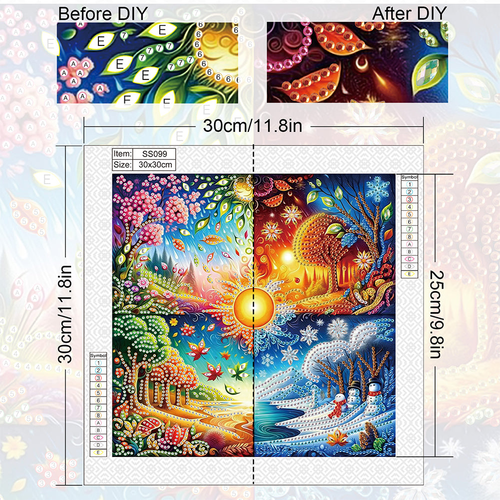 Four Seasons Forest - Special Shaped Drill Diamond Painting 30*30CM