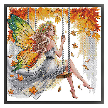 Autumn Swing Thousands Of Butterfly Fairies - 11CT Stamped Cross Stitch 44*44CM(Joy Sunday)