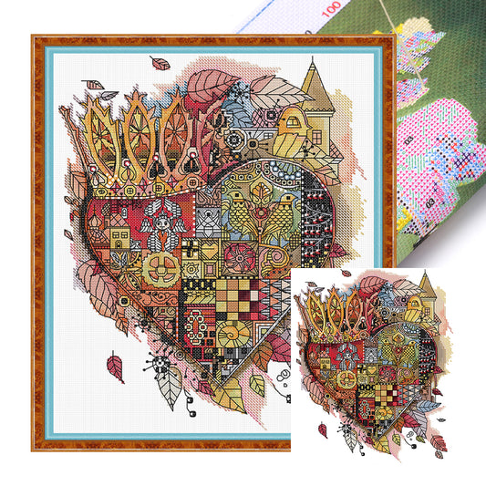 Castle Of The Heart - 11CT Stamped Cross Stitch 35*41CM(Joy Sunday)