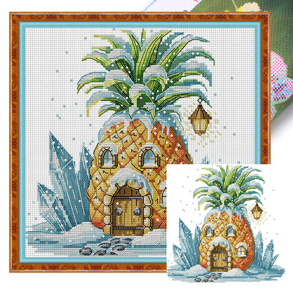 Pineapple Hut - 11CT Stamped Cross Stitch 28*29CM(Joy Sunday)