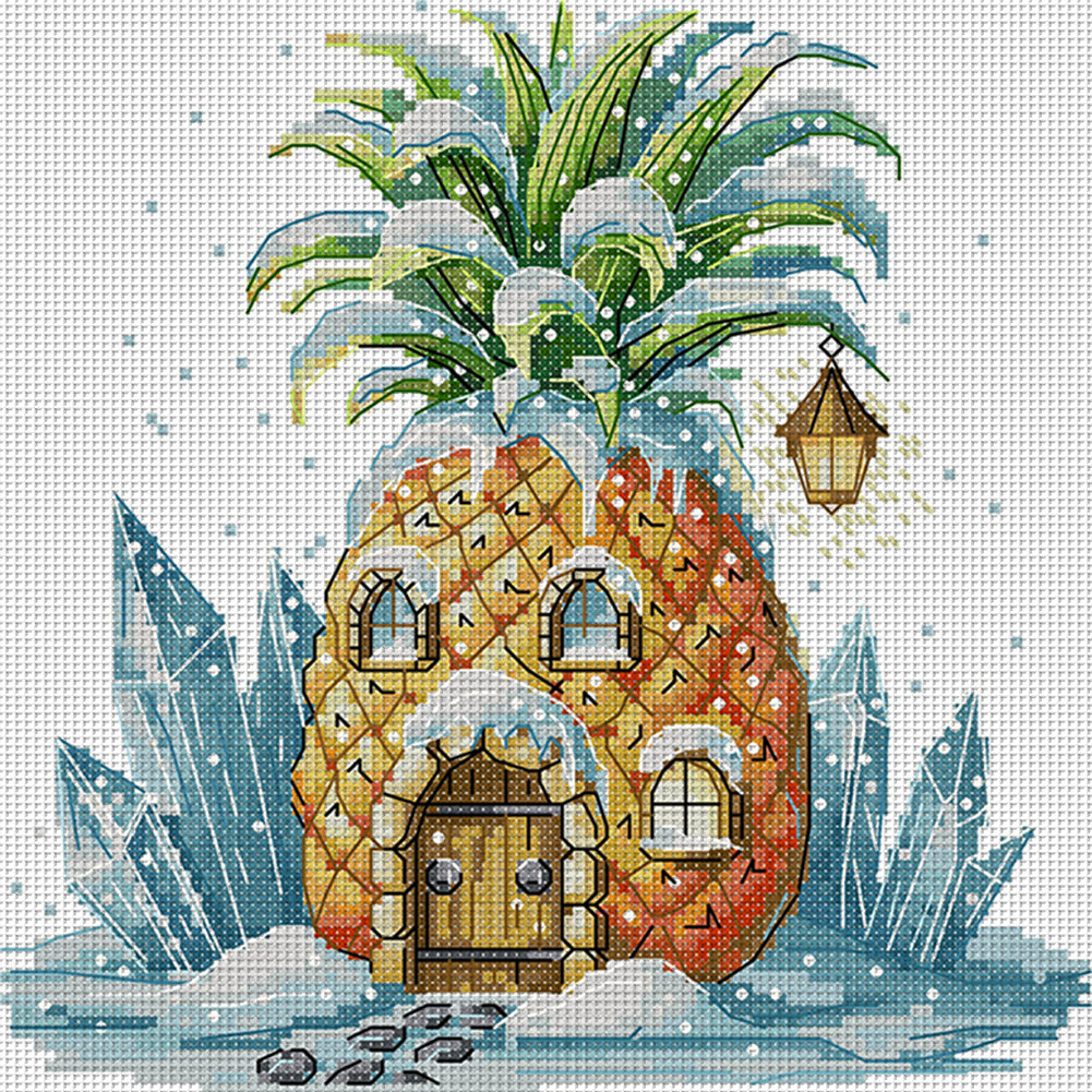 Pineapple Hut - 11CT Stamped Cross Stitch 28*29CM(Joy Sunday)