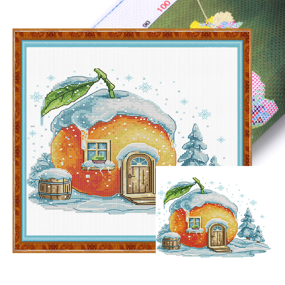 Orange Hut - 11CT Stamped Cross Stitch 33*27CM(Joy Sunday)