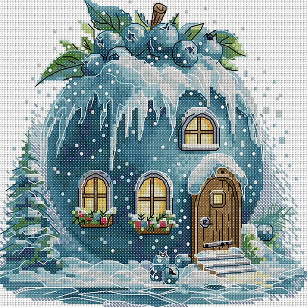 Blueberry Hut - 11CT Stamped Cross Stitch 29*27CM(Joy Sunday)