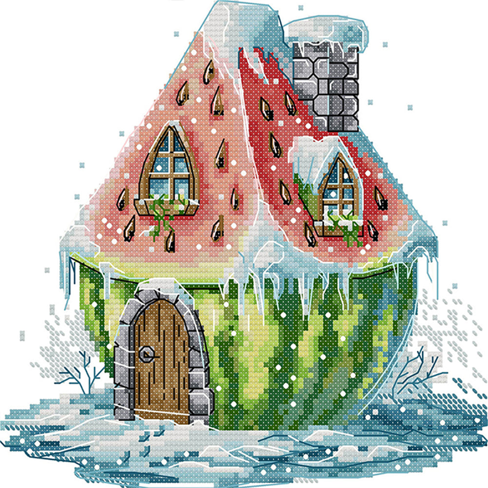 Watermelon Hut - 11CT Stamped Cross Stitch 29*27CM(Joy Sunday)