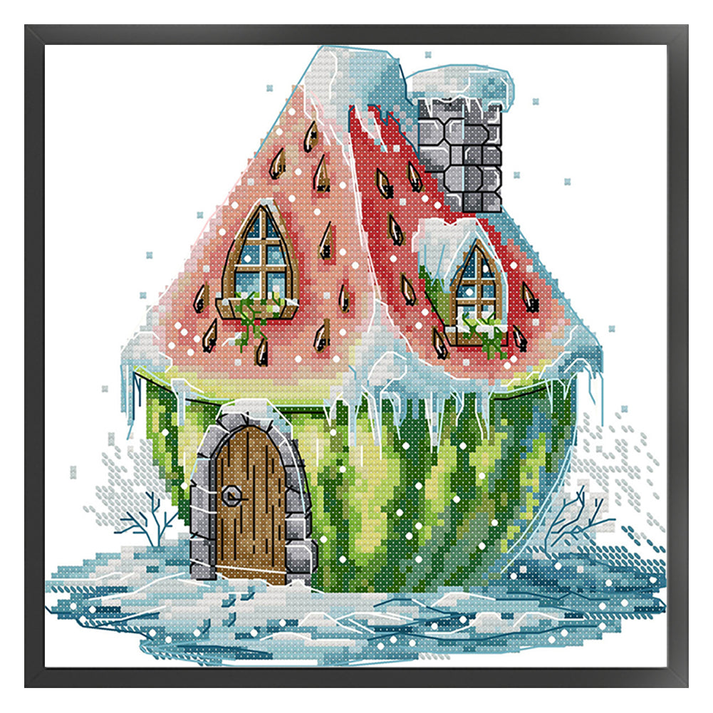 Watermelon Hut - 11CT Stamped Cross Stitch 29*27CM(Joy Sunday)