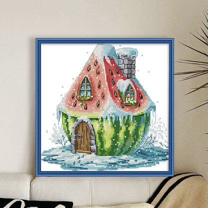 Watermelon Hut - 11CT Stamped Cross Stitch 29*27CM(Joy Sunday)