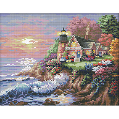 Lighthouse By The Sea (1) - 11CT Stamped Cross Stitch 56*45CM(Joy Sunday)