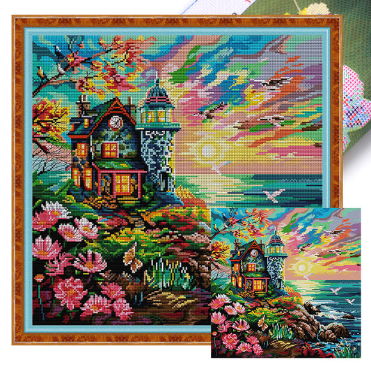 Lighthouse By The Sea Vi - 11CT Stamped Cross Stitch 55*55CM(Joy Sunday)