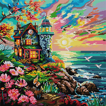 Lighthouse By The Sea Vi - 11CT Stamped Cross Stitch 55*55CM(Joy Sunday)