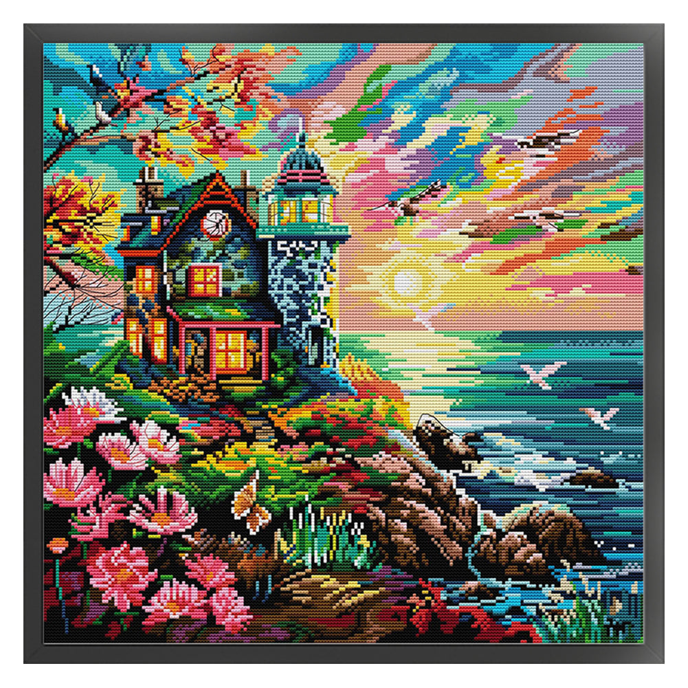 Lighthouse By The Sea Vi - 11CT Stamped Cross Stitch 55*55CM(Joy Sunday)