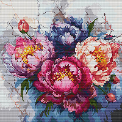 Peony Iii - 11CT Stamped Cross Stitch 56*56CM(Joy Sunday)