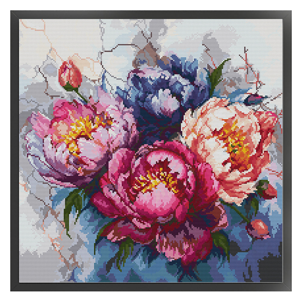 Peony Iii - 11CT Stamped Cross Stitch 56*56CM(Joy Sunday)