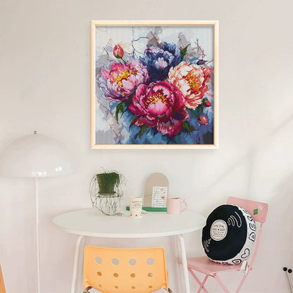 Peony Iii - 11CT Stamped Cross Stitch 56*56CM(Joy Sunday)