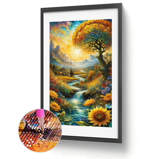Streamside Scenery - Full Round Drill Diamond Painting 40*70CM