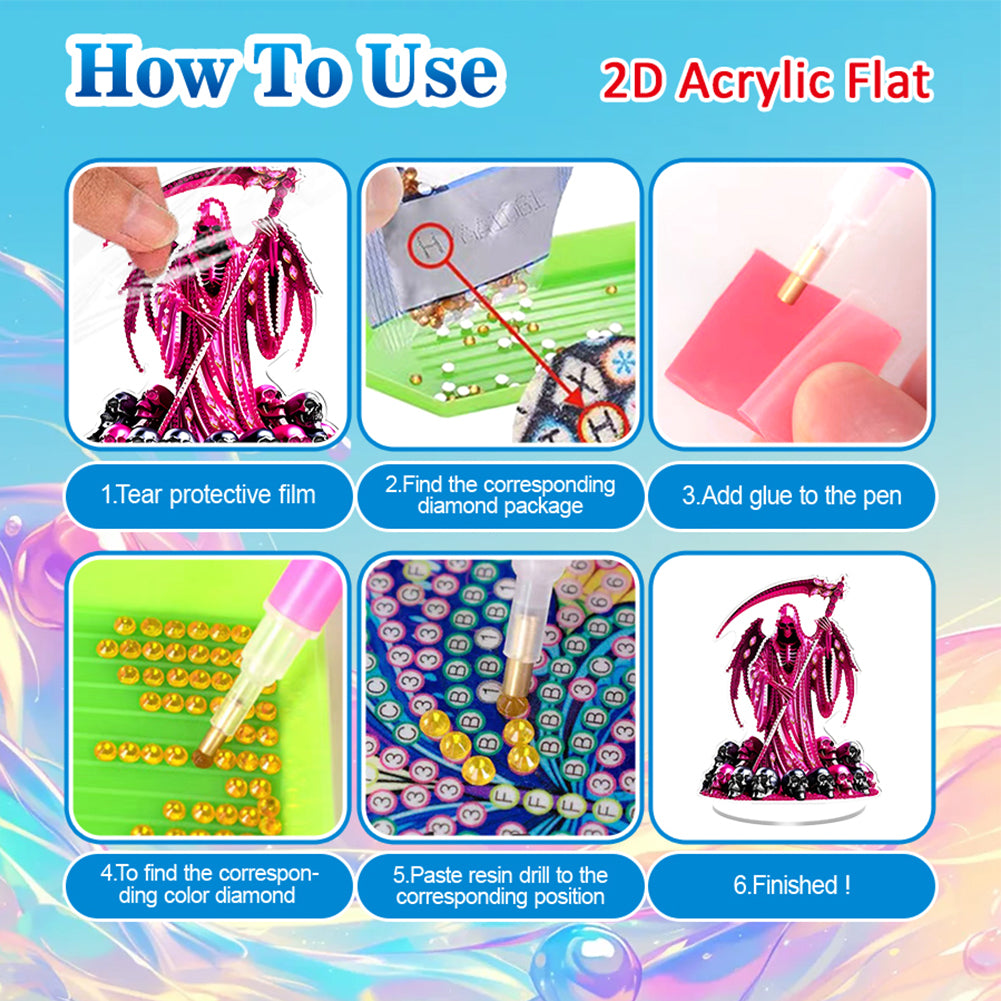 2D Flat Halloween DIY Diamond Painting 5D Desktop Ornaments Kit for Home Decor