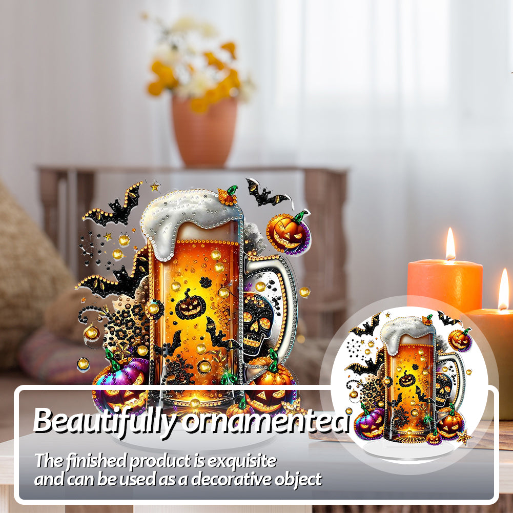 2D Flat Halloween DIY Diamond Painting 5D Desktop Ornaments Kit for Home Decor