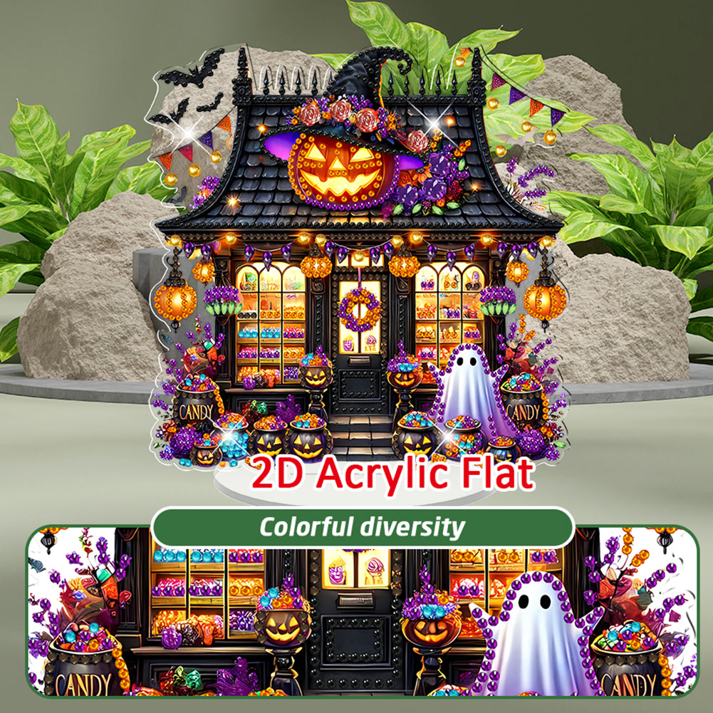 2D Flat Halloween DIY Diamond Painting 5D Desktop Ornaments Kit for Home Decor