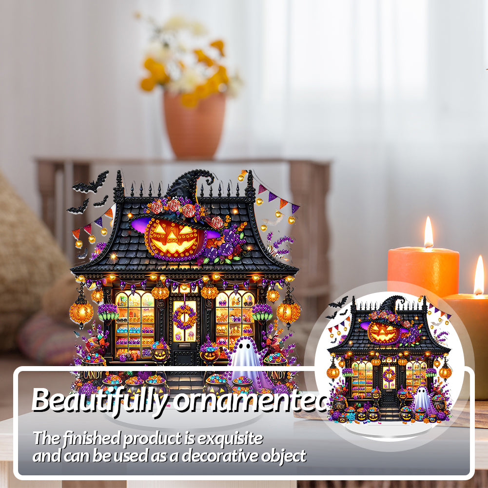 2D Flat Halloween DIY Diamond Painting 5D Desktop Ornaments Kit for Home Decor