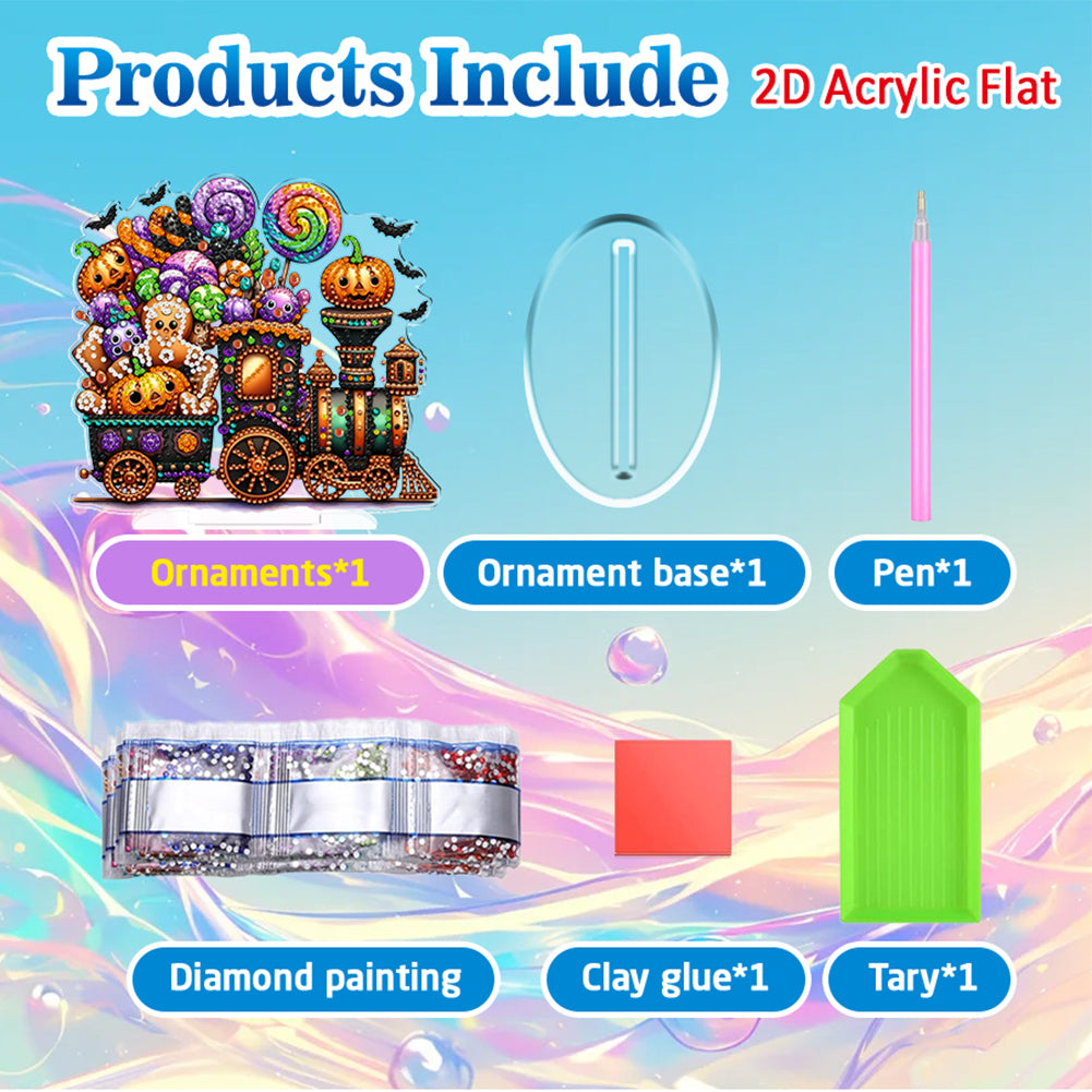 2D Flat Halloween DIY Diamond Painting 5D Desktop Ornaments Kit for Home Decor