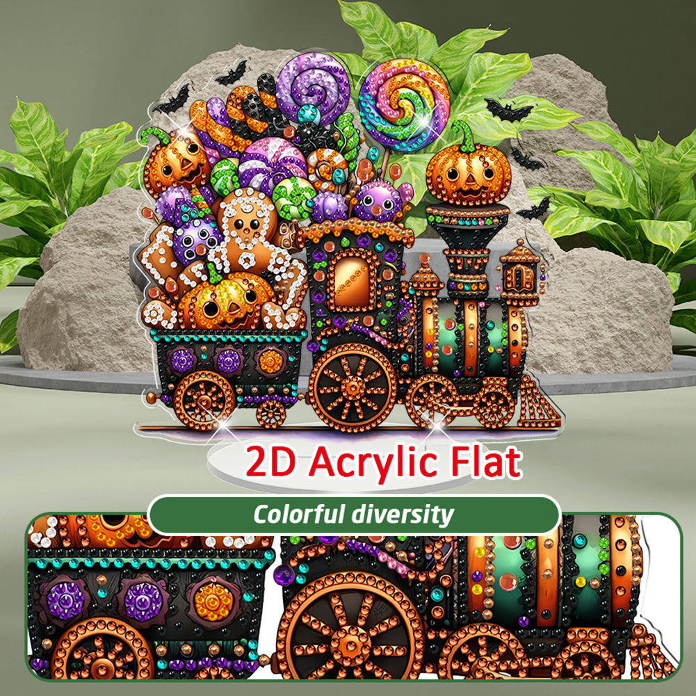 2D Flat Halloween DIY Diamond Painting 5D Desktop Ornaments Kit for Home Decor